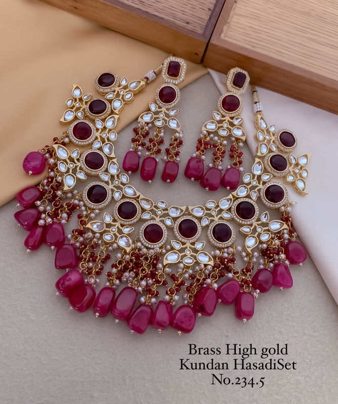 2345 BH Brass High Gold Kundan Bridal Hasadi Set Wholesale Shop In Surat
